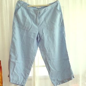 Eileen Fisher light Blue linen ankle pants size L